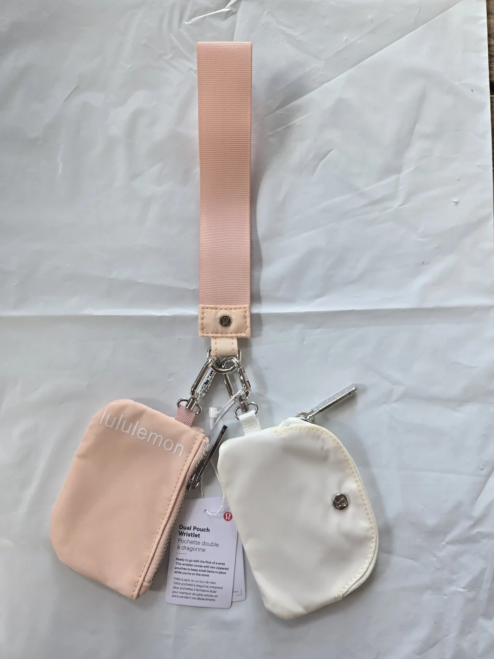 lululemon Dual Pouch Wrislet PASTEL PINK AND CREAM